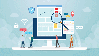 Illustration von Online-Sicherheit mit Laptop und Schutzschild