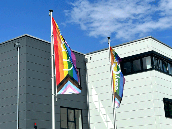 wnm Gebäude mit einem Regenbogenfahnen