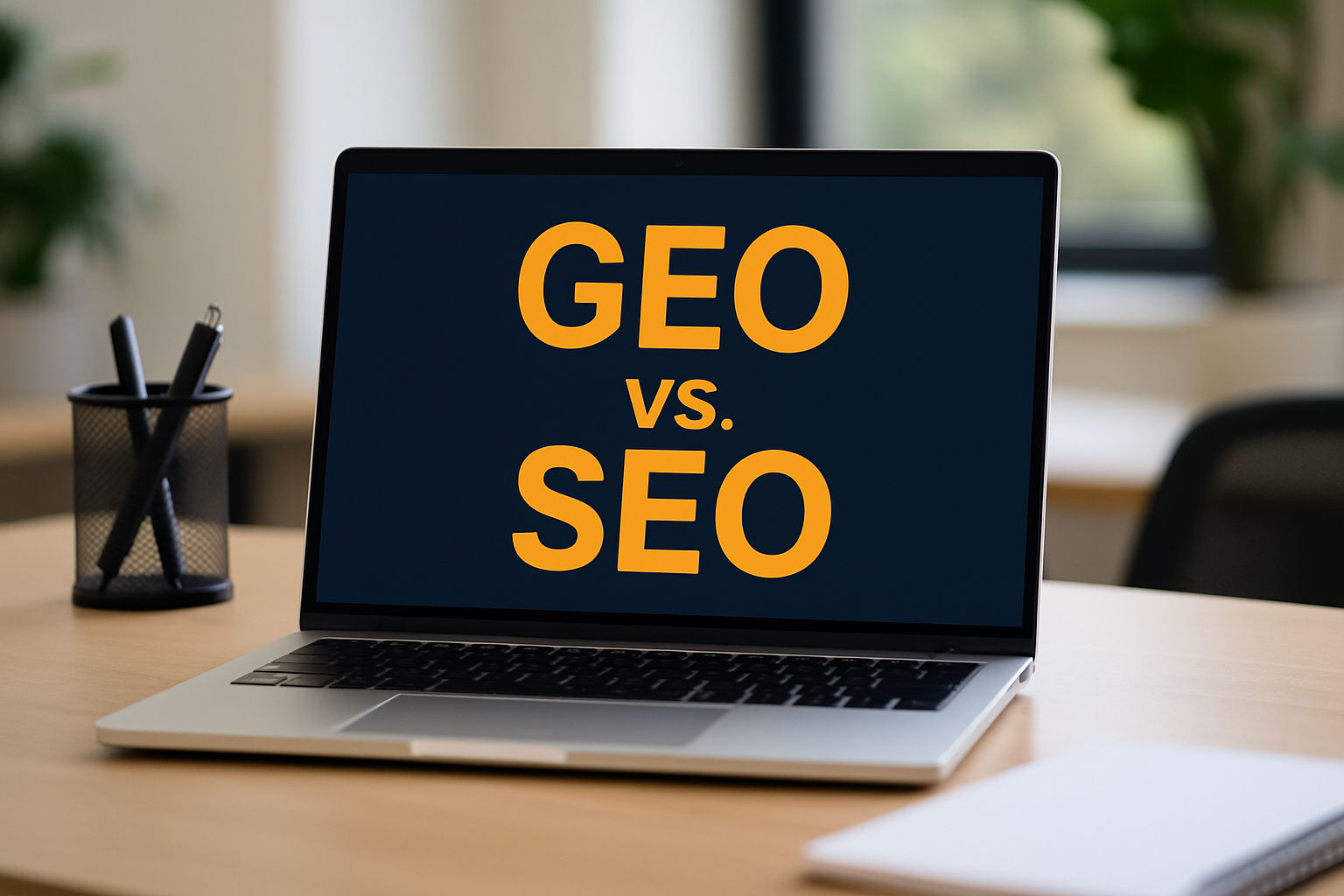 geo & seo auf dem laptop bildschirm