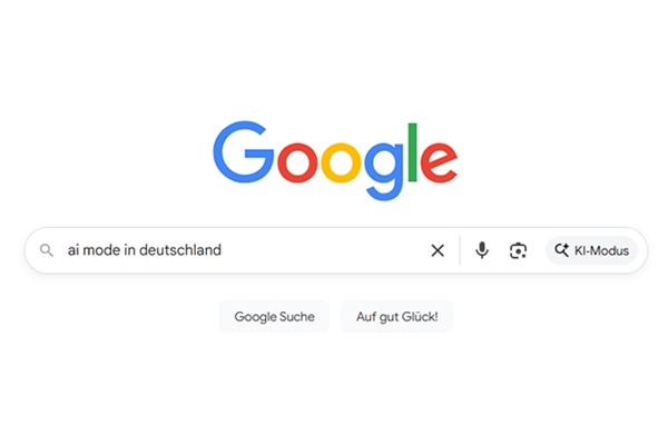 Google AI Mode Suchleiste mit Text
